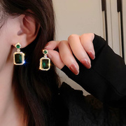 银针锆石祖母绿水晶几何耳环女复古高级感耳饰品气质戒指锁骨