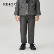 rbigx瑞比克童装冬季潮流裤子，英伦复古男童羊毛套装西裤长裤