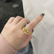 2024高版爆闪钻链条戒指小众设计轻奢时尚个性麻花食指戒女