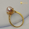 日本akoya天女海水珍珠戒指18k金厚实款正圆极强镜面光透粉小