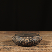 仿古石雕天然青石 福寿石鼓 中式茶席装饰底座复古民俗怀旧摆件