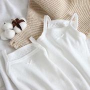 2件100%棉女童背心夏季薄网眼纯棉儿童内穿护肚宝宝纯白色吊带衫
