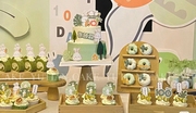绿色可爱兔子甜品台装饰兔宝宝满月百天周岁生日蛋糕摆件推推乐