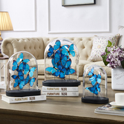 蓝色蝴蝶摆件玻璃罩客厅，橱柜软装公司高级感小众工艺品家居装饰品