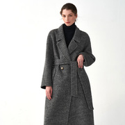 羊毛大衣双面绒驼绒 10%加州灰春秋冬端轻奢优雅舒适暖色长款