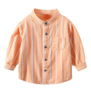 男童衬衫春秋季韩版儿童立领条纹长袖衬衣纯棉洋气9832
