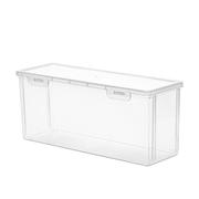 窄长型收纳盒带盖长条收纳储物盒窄高型透明塑料盒子长方形塑料盒