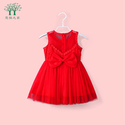 宝宝背心裙夏季连衣裙女童公主，裙洋气儿童马甲，裙婴儿周岁裙子红色