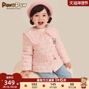 pawinpaw卡通小熊童装2023年冬季女宝宝立体爱心，棉服上衣保暖