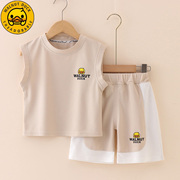 小黄鸭2024儿童装背心套装，韩版男童宝宝，t恤短裤两件套1-2-3岁