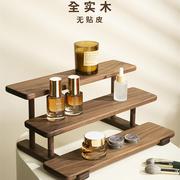 日本家居木质桌上桌面置物架多层香水放杯子木制收纳层架实木陈列