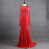 红色晚礼服裙显瘦气质新娘敬酒服主持人年会摄影写真优雅鱼尾裙