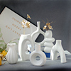 现代简约白色陶瓷花瓶摆件，假花干花客厅电视柜家居装饰品磨砂花器