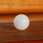 新疆和田白玉散珠单颗约15mm高货羊脂白玉圆珠哑光顶珠配珠配饰
