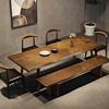 原木长方形实木餐桌餐椅组合北欧简约饭桌现代新中式家用复古洽谈