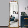 法式复古欧式试衣镜子全身穿衣镜拱形雕花家用卧室壁挂墙落地镜子