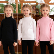 女童打底毛衣半高领黑色，秋冬装洋气儿童针织衫，小女孩童装宝宝线衣