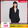 lily2022春女装oversize经典，黑白条纹通勤宽松中长款西装外套