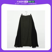 日本直邮styleblock雪纺长喇叭，裙(卡其色，x黑色)长裙