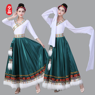 藏族大摆裙练功半身长裙广场舞，民族舞蹈演出服装，女藏式舞台表演服