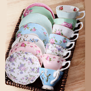 骨瓷咖啡杯欧式小奢华杯碟套装英式花茶下午茶，精致茶杯茶具陶瓷杯