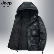 jeep吉普工装棉衣外套男士冬季大码宽松棉服，加肥加大胖子保暖夹克