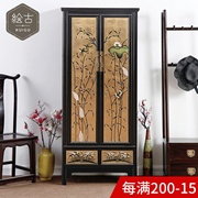 中式实木单人衣柜仿古手绘榆木整装，2门衣橱立柜，新古典(新古典)家具可定制