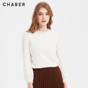 chaber巧帛秋季季蕾丝衬衫优雅打底衫长袖半高领女上衣