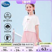 迪士尼女童夏季短袖套装儿童短袖短裙两件套女孩时髦洋气夏装套装