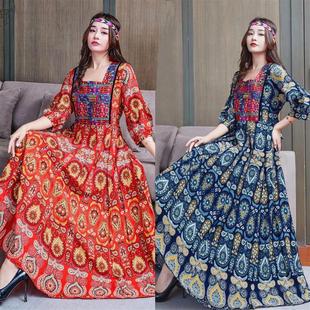 印度风格女装传统服装纱丽民族风女装连衣裙云南印度尼泊尔三亚