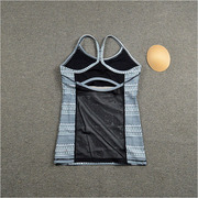 女子健身瑜伽套装 印花收腹涤纶紧身七分裤 速干跑步带胸垫背心