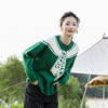 韩版撞色披肩提花图案减龄毛衣女2023年冬季时尚宽松毛衫上衣
