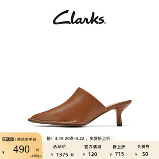 clarks其乐女鞋秋季时尚，优雅淑女尖头猫跟羊皮舒适单鞋女高跟拖鞋