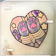 MG tattoo 可爱猫咪粉色手掌创意卡通情趣纹身贴纸少女软妹防水萌