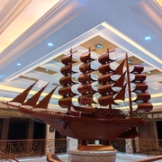 实红木木雕刻中式帆船龙船官船，客厅装饰品摆帆一件风x顺工艺船模
