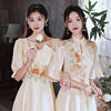 中式伴娘服2024夏季姐妹，团礼服小个子平时可穿大码旗袍伴娘裙