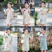 女童夏款短袖旗袍小女孩，中国风连衣裙儿童裙子，宝宝新中式洋气表演