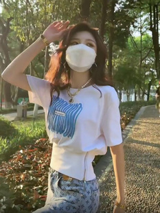 短袖T恤蝙蝠衫2023夏季韩版网红个性印花百搭宽松显瘦上衣女