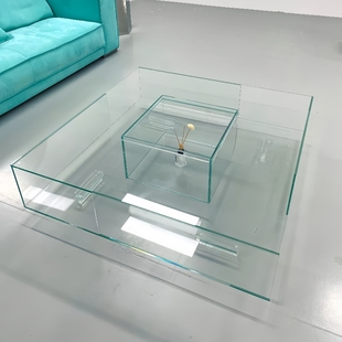 GLAS意大利设计师透明钢化玻璃茶几艺术意式极简北欧创意方形茶桌