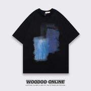 对比色块 WOODOO 设计师品牌 美式复古高街设计创意ins 男女T恤