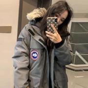 大码鹅羽绒服男女情侣派克工装羽绒服中长款2024冬季新款加厚宽松