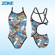 zoke洲克儿童泳衣女童女孩小童，速干中大童，竞速专业训练比赛游泳衣