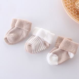婴儿袜子春秋冬加厚0-3-6-12个月新生儿袜1-3宝宝，毛圈袜胎袜纯棉