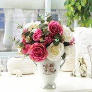极速和家欧式玫瑰仿真花小雏菊套装餐桌茶几装饰摆设美式牡丹整体