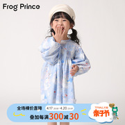 青蛙王子童装女童连衣裙，2023秋季儿童宝宝，可爱休闲灯笼袖裙子