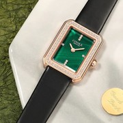 西腾手表臻爱系列唯美小绿表方形石英女表时尚气质防水5243