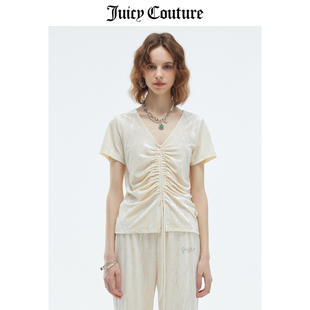 juicycouture橘滋t恤女2023夏季设计感小众，天鹅绒短袖上衣