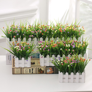 仿真假草植物室内家居，客厅装饰盆栽，仿真花50cm栅栏套装塑料花摆件
