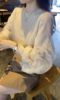 韩版简约荷叶边拼接针织衫女春秋纯色，圆领设计感气质显瘦上衣