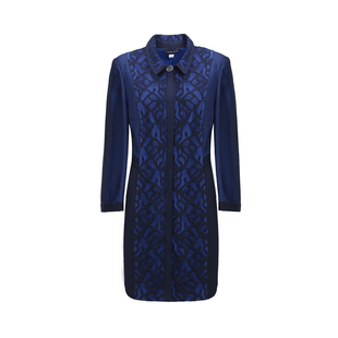 靓诺春秋薄外套设计感女藏蓝色蕾丝衬衫式感中年，潮流风衣lf18134a